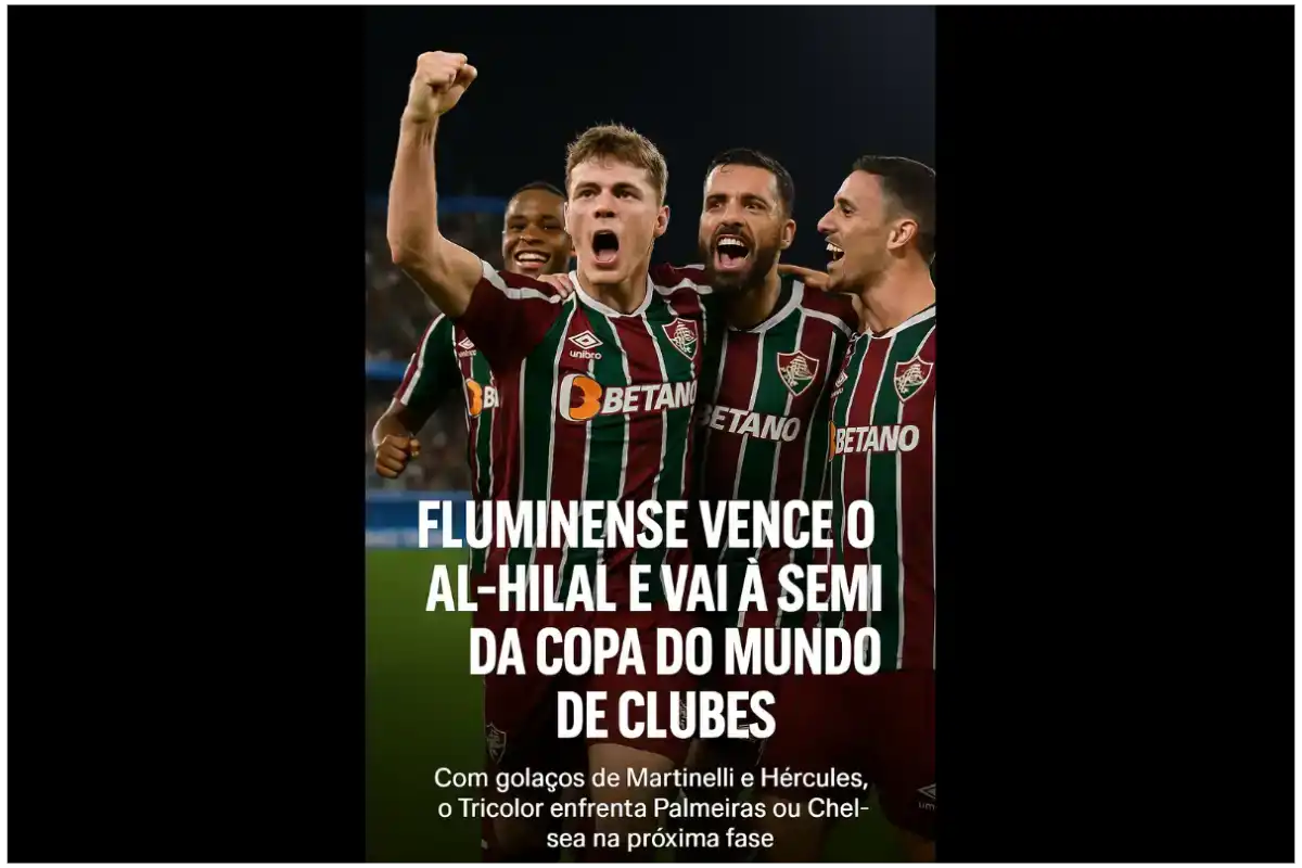 Martinelli comemora gol pelo Fluminense contra o Al-Hilal no Mundial de Clubes. Foto: Editora de Arte/Aqui Esportes