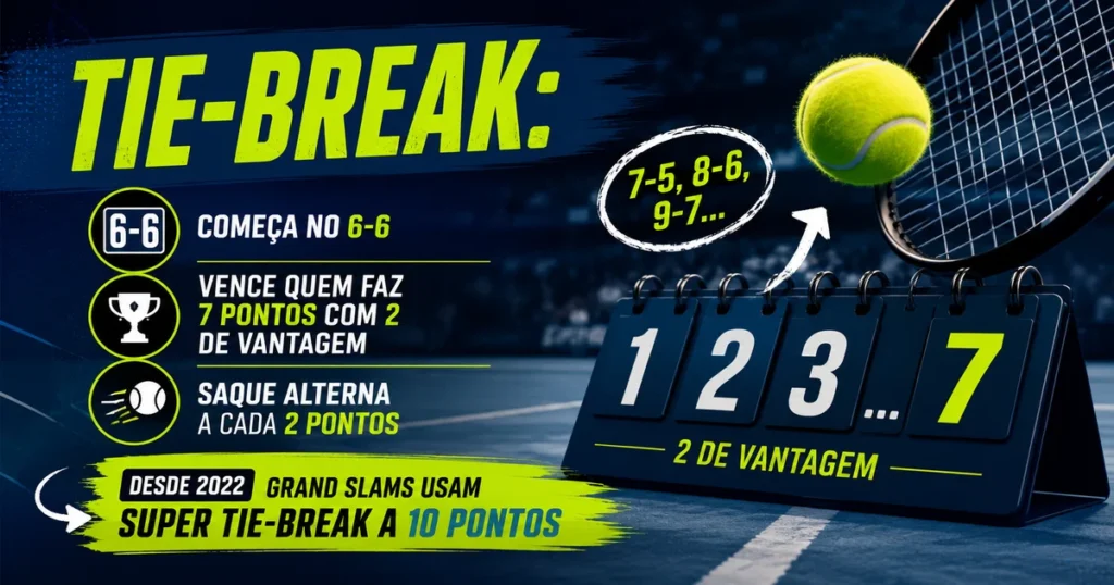 Tie-break no tênis: contagem 1, 2, 3 e o desempate decisivo a partir de 6-6 no set