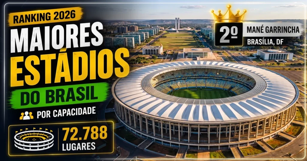 Arena BRB Mané Garrincha, 2º maior estádio do Brasil, com 72.788 lugares, em Brasília