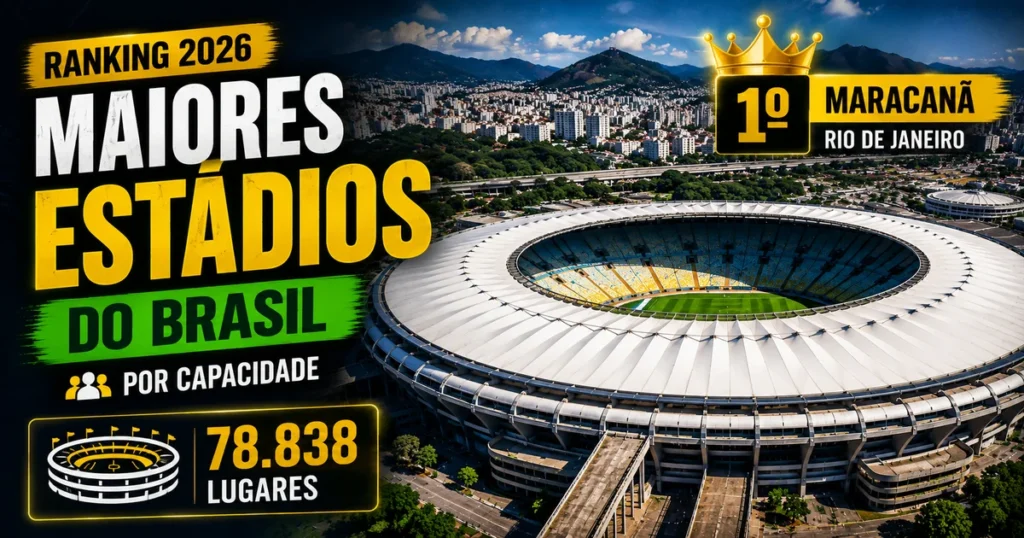 Estádio Maracanã, maior estádio do Brasil em 2026, com 78.838 lugares, no Rio de Janeiro