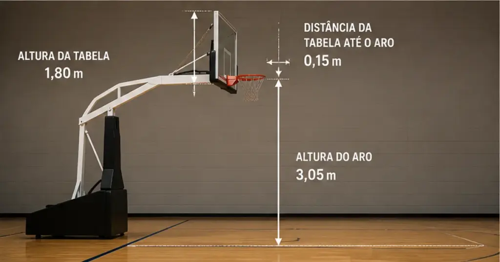 medidas tabela basquete altura distancia aro