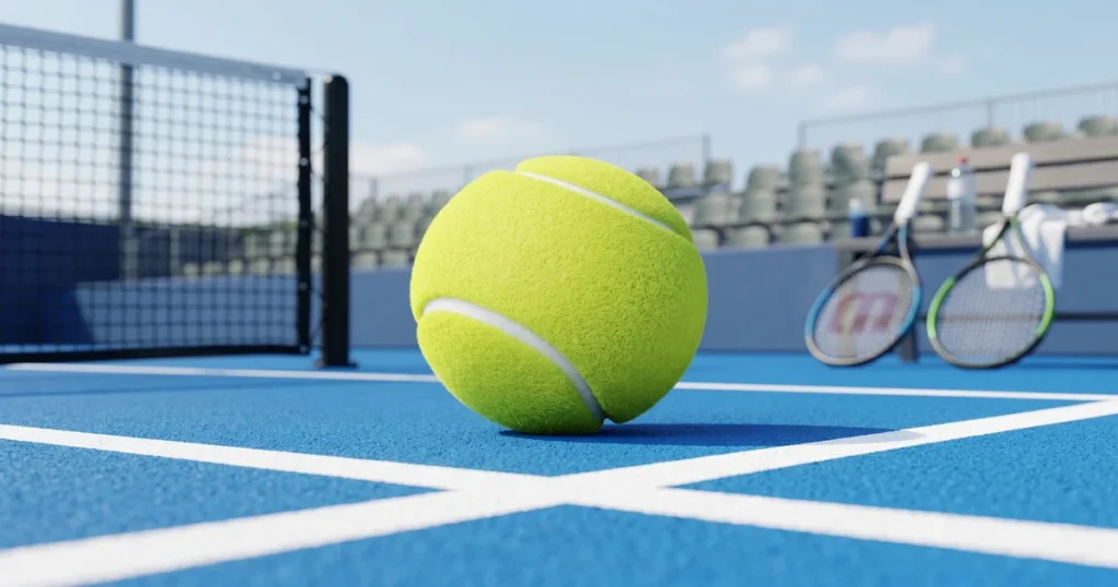 Bola amarela de padel em feltro sintético com diâmetro entre 6,35 e 6,77 cm e peso entre 56 e 59,4 gramas conforme regulamento FIP 2026