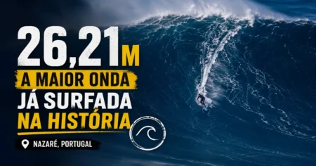 Sebastian Steudtner desce a maior onda surfada da história em Nazaré, recorde Guinness de 26,21 metros (2020)
