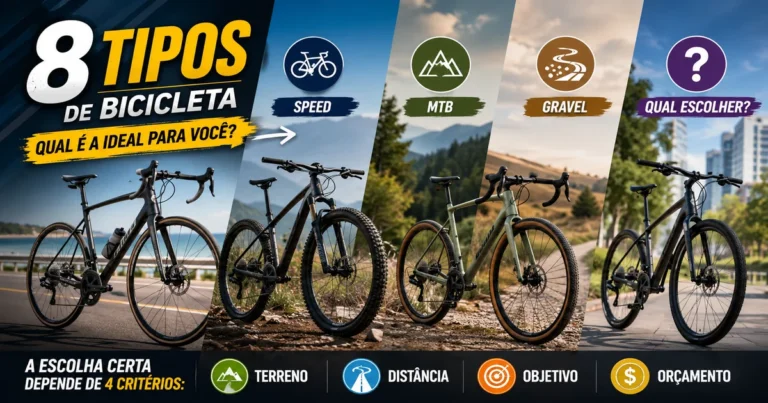 8 tipos de bicicleta no ciclismo: speed, mountain bike, híbrida, urbana, gravel, e-bike, all-road e BMX