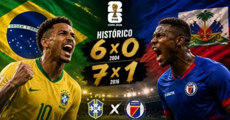 Brasil x Haiti na Copa 2026: Histórico de 6×0 e 7×1 Capa de Brasil x Haiti na Copa do Mundo 2026, jogo do Grupo C em 19 de junho no Lincoln Financial Field, em Filadélfia