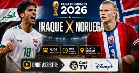 Iraque x Noruega na Copa 2026: Onde Assistir e Histórico Capa do confronto Iraque x Noruega pelo Grupo I da Copa do Mundo de 2026 no Gillette Stadium