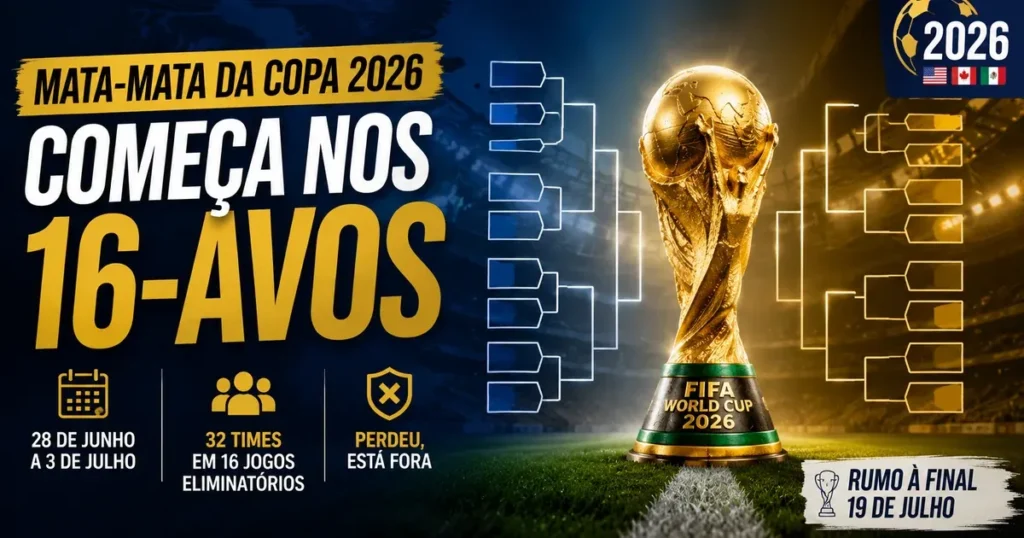 Mata-Mata da Copa 2026: Como Funciona o Novo 16-avos Capa sobre o mata-mata da Copa do Mundo 2026: novo 16-avos de final com 32 selecoes e 16 jogos