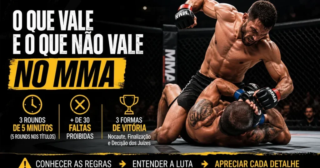 Capa sobre as regras do MMA: octógono, faltas proibidas e as 3 formas de vitória no UFC