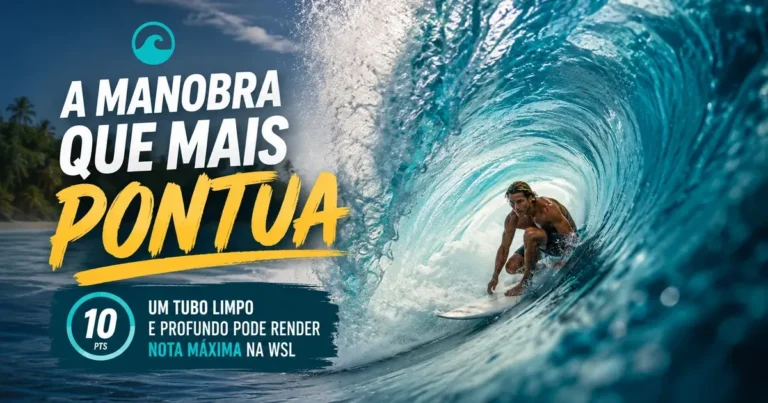 Surfista dentro do tubo, totalmente coberto pelo lip da onda, a manobra que mais pontua no surfe