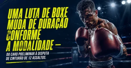 Boxeador no ringue durante um round, ilustrando os rounds no boxe que vão de 3 a 12 assaltos por modalidade