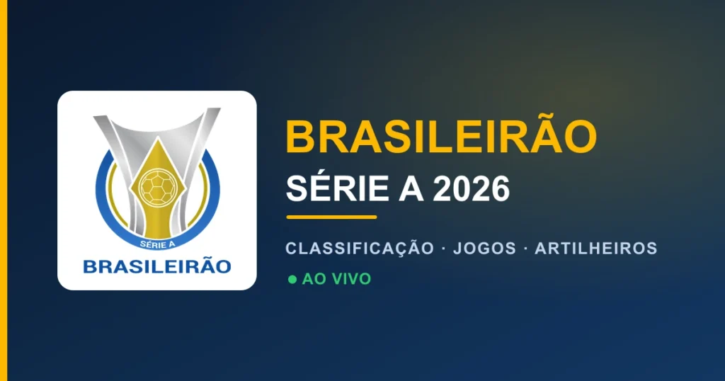 Tabela do Brasileirão Série A 2026 com classificação ao vivo dos 20 clubes, jogos por rodada e artilheiros