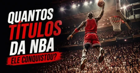 Michael Jordan: Títulos, Recordes e a Era dos Bulls Jogador de basquete em enterrada num ginásio lotado, ilustrando a era de Michael Jordan na NBA